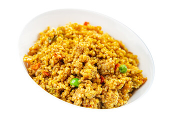 boulgur quinoa dish vegetables vegetarian dish vegetable food fresh tasty food dish gourmet food background on the table rustic food top view copy space 