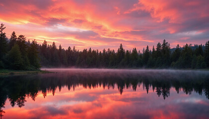 Fototapeta premium Nubes rosadas y rojas en el cielo