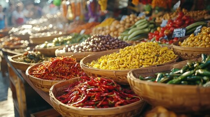 Vibrant Spices and Produce at a bustling Market