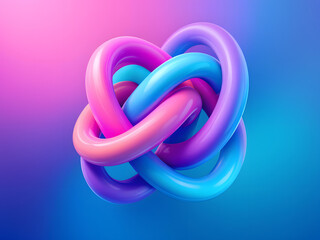 Vibrant 3D knot with colorful gradients, showcasing intricate loops in a modern abstract design.