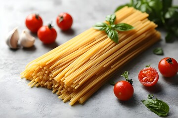 Woman in the kitchen holding spaghetti