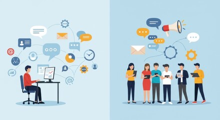 Illustrate the concept of communication and networking in a professional setting.