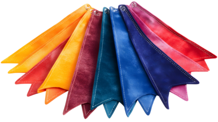 A set of colorful pennant banners, perfect for decorating festive occasions.