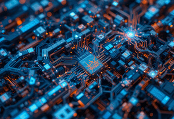 Abstract technology background. . Oil paint illustration.