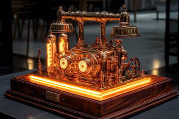 Vintage Steampunk Machine with Warm Lighting