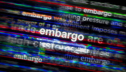 Embargo sanctions headline titles media 3d illustration