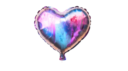 A shiny heart-shaped helium balloon floating gracefully.