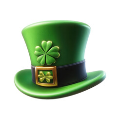 Leprechaun green hat st patrick day 3d render transparent isolated background