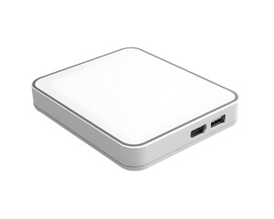 A sleek white electronic device with a compact accessory, designed for modern functionality and convenience. --v 6.1