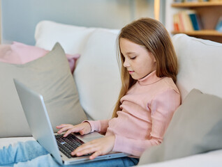 child laptop computer technology home girl education homework teenage learning kid internet childhood student teen using online young happy