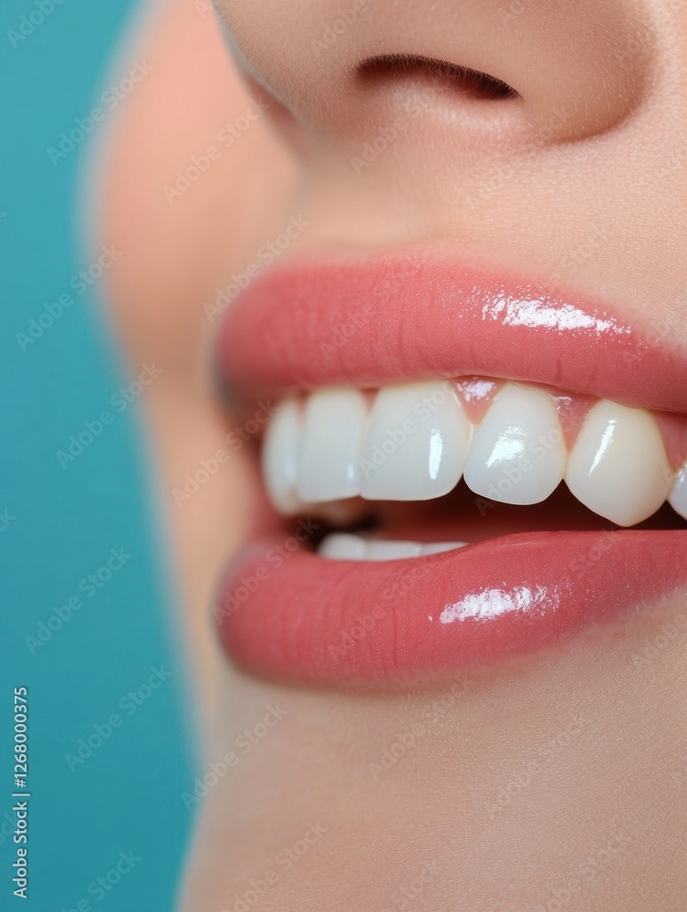 Poster transformation of teeth before and after whitening showcasing enhanced brightness and smile appeal. 