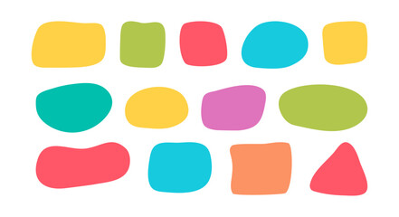 A set of irregular rectangular frames with fluid, hand-drawn edges. Abstract organic shapes, free-form blobs, text boxes.  Vector illustration on white background.