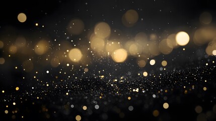 Obraz premium Elegant Black and Gold Glitter Bokeh Background - Luxury Sparkling Texture for Branding, Graphic Design & Digital Wallpapers