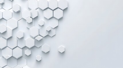 Minimalist White Hexagonal 3D Abstract Background - Modern Geometric Design for Branding, Web Graphics & Digital Art