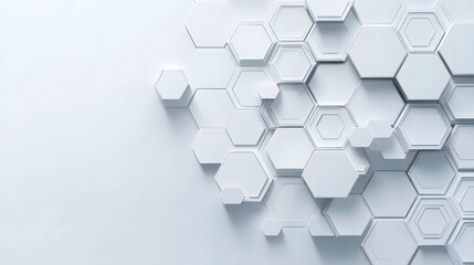 Minimalist White Hexagonal 3D Abstract Background - Modern Geometric Design for Branding, Web Graphics & Digital Art