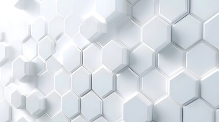 Naklejka premium Modern White Hexagonal 3D Background - Futuristic Abstract Geometric Pattern for Branding, Web Design & Digital Art