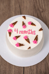 Four months (inscription in Russian) - homemade bento cake