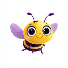 Naklejka premium Cute cartoon bee flying, white background, child's book illustration