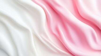 Obraz premium Soft and smooth silk fabric in shades of white and pink draped elegantly on a surface. Generative AI
