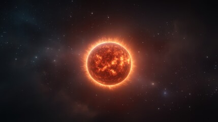 Naklejka premium red Giant Star in Deep Space with Stars