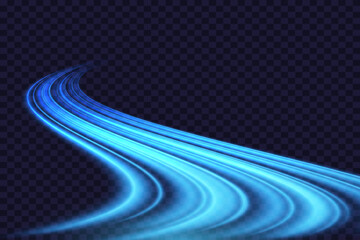 Abstract speed line. Speed ​​of accelerating traffic on a night road. Vector vortex wake effect.EPS 10.