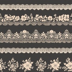 Seamless Pattern - Elegant floral lace borders and patterns