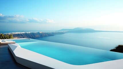 Infinity Pool Overlooking Volcanic Island Seascape