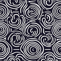 Seamless Pattern - Abstract swirling pattern in black and white.