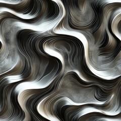 Obraz premium Seamless Pattern - Abstract metallic waves, flowing design.