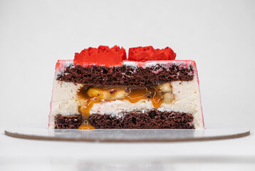 One piece of cake. Homemade cake in section