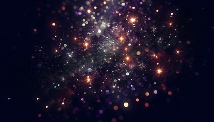 Dark purple glitter sparkle confetti abstract background and invite for Halloween night.