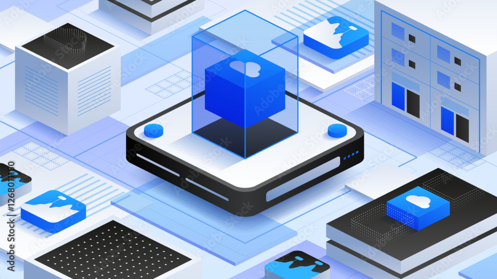 Poster cloud-based it systems with interconnected data nodes, virtual storage and advanced digital infrastr