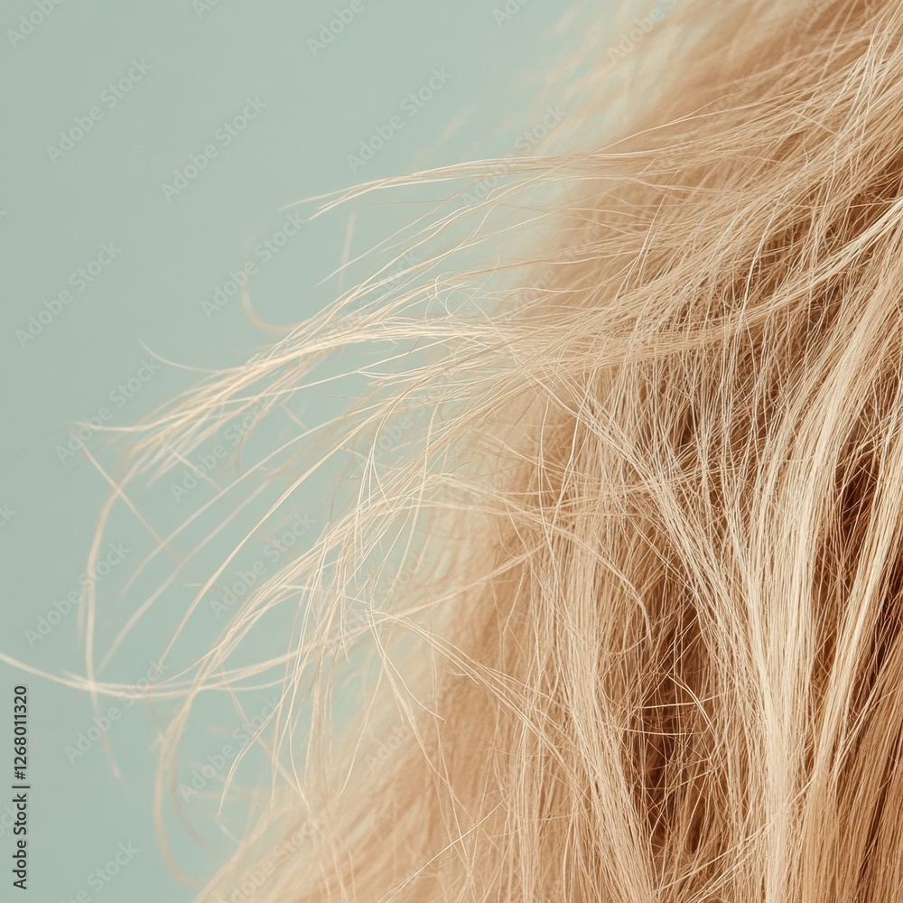 Leinwandbilder close up view of frayed hair tips showcasing split ends with space for custom text and branding. gen