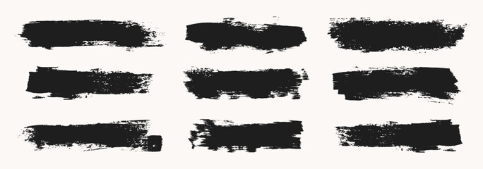 Black set paint, ink brush, brush strokes, brushes, lines, frames, box, grungy. Grungy brushes collection. Brush stroke paint boxes on white background - stock vector.