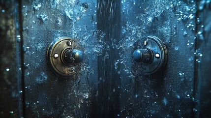 Underwater switches, water splash, dark background, power