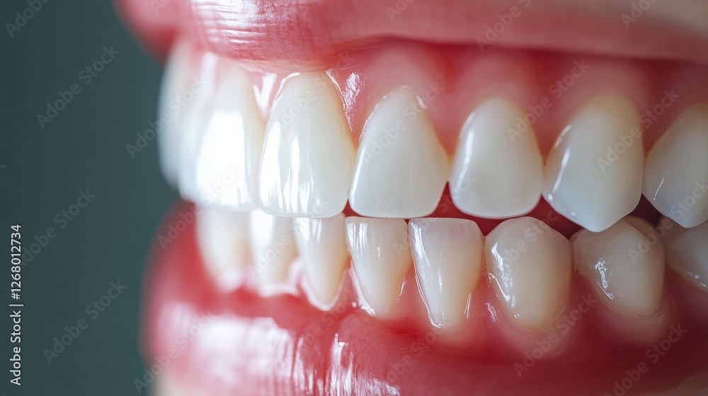 Aufkleber close up view of teeth before and after whitening treatment showcasing improved brightness and smile