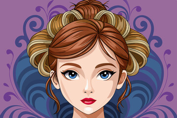 
vector of The main girl's hair chignon model