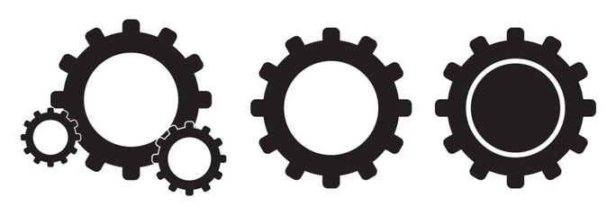 Gear icon set, black gear wheel icons collection. Cogwheel vector icon
