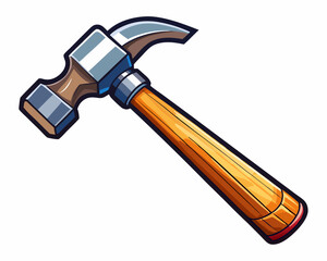 vector of a bricklayer’s hammer, metal head with a rubber grip, perfectly detailed on a white background.