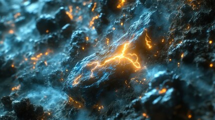 Fototapeta premium Molten rock glowing energy crack surface texture background