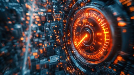 Speedometer, digital, fast, data, network, glowing, motion, abstract, background, technology, future