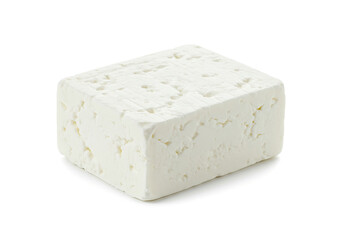 block of feta cheese isolated on white background