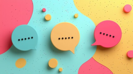 A captivating arrangement of stylish speech bubbles on a split background, exuding a sense of fun while conveying themes of communication and creativity.