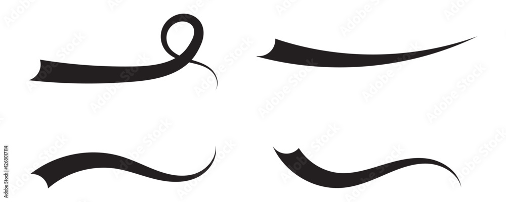 Fototapete Set of Swoosh vector. Hand drawn swoosh elements, and swoop underline typography tails shape in flat styles. Set of ribbons. Design concept element collection in eps 10.