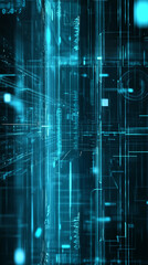 Obraz premium Abstract digital data matrix with glowing lines and light dots, representing advanced technology, data transmission, and futuristic digital concepts.