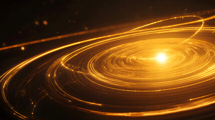 Fototapeta premium Golden technological energy vortex