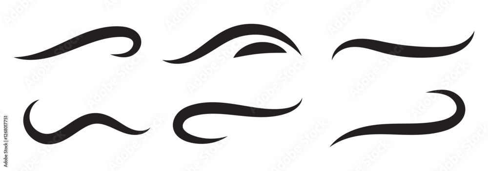 Fototapete swoosh vector set. swoosh element simple design swoop underline typography. swash and swooshes tails