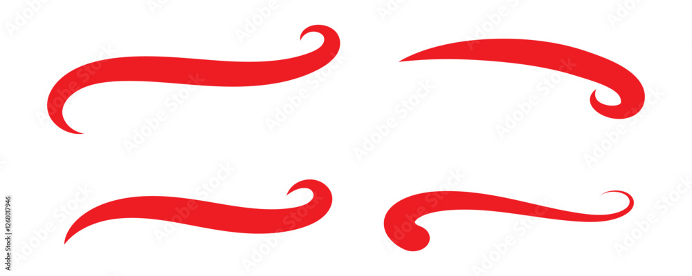 Fototapete Swoosh vector set. Swoosh element simple design swoop underline typography. Swash and swooshes tails design template isolated on white background. Vector illustration. 