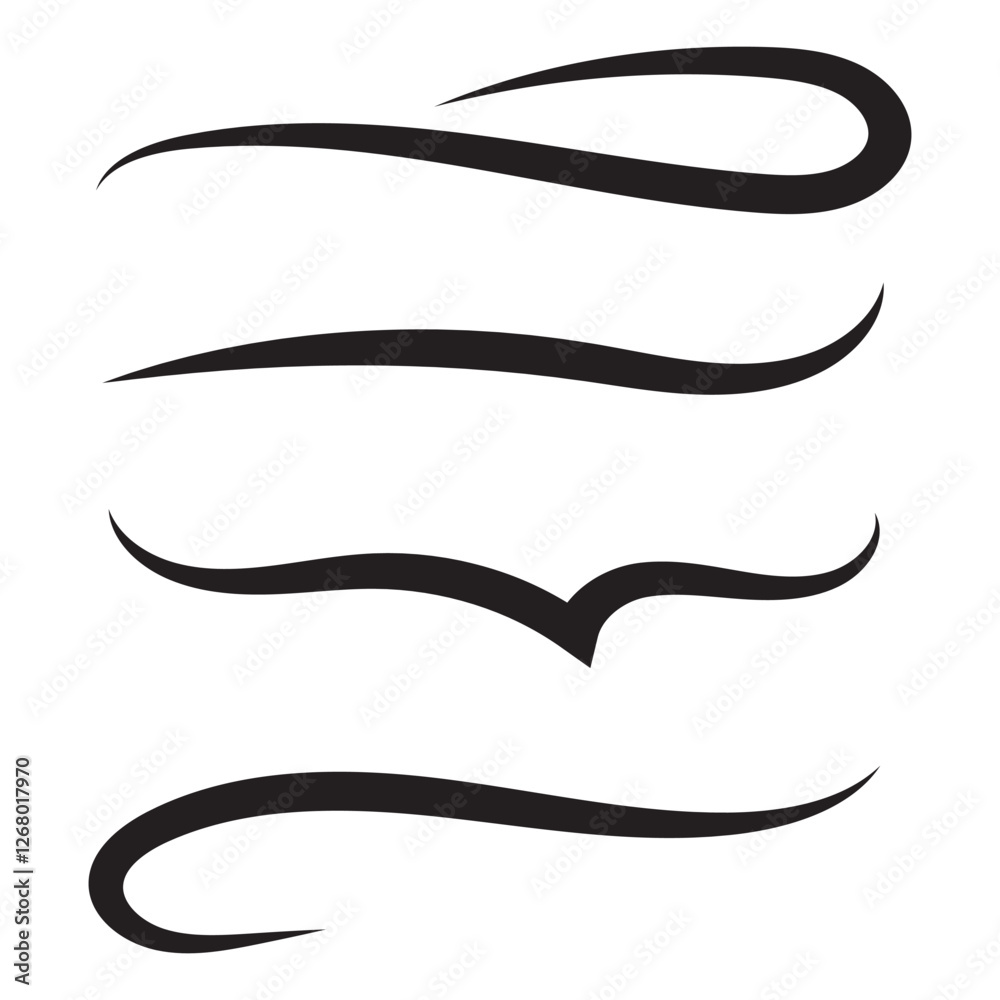 Fototapete Swoosh vector set. Swoosh element simple design swoop underline typography. Swash and swooshes tails design template isolated on white background. Vector illustration. 