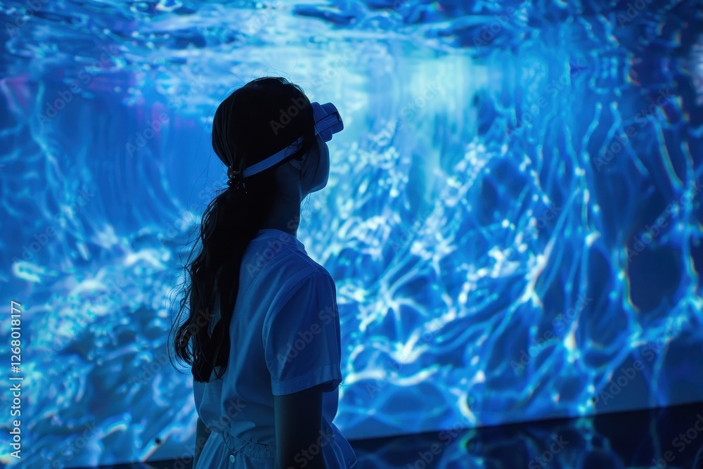Poster exploring immersive technology and digital art in a contemporary exhibition during an evening event